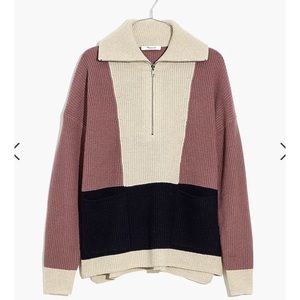 Madewell Glenbrook Half-Zip Pullover Sweater in Colorblock size Medium